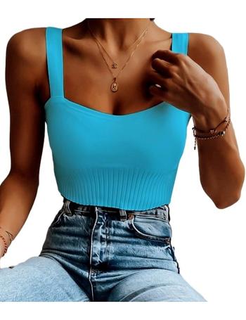 Modrý elegantní crop top miray vel. ONE SIZE