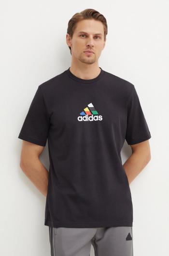 Bavlněné tričko adidas Tiro černá barva, s potiskem, IW2672