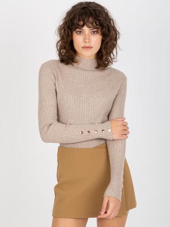 TMAVĚ BÉŽOVÝ ROLÁK SE ZLATÝMI KNOFLÍKY NM-SW-NG-12571.99-DARK BEIGE Velikost: L/XL