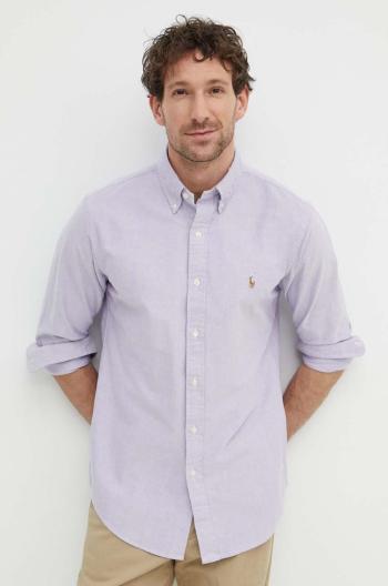 Bavlněná košile Polo Ralph Lauren fialová barva, regular, s límečkem button-down, 710805562