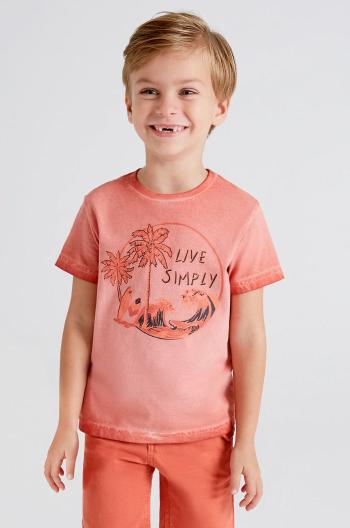 Dětské bavlněné tričko Mayoral růžová barva, s potiskem