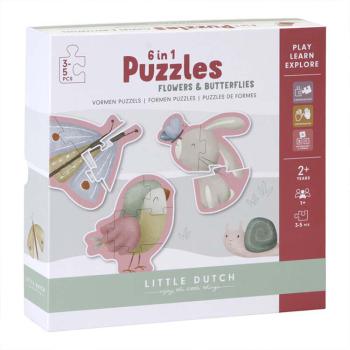 LITTLE DUTCH Puzzle 6v1 Květiny a motýli