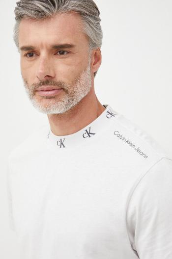 Bavlněné tričko Calvin Klein Jeans šedá barva