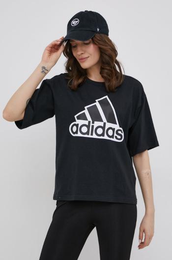 Bavlněné tričko adidas HC9189 černá barva