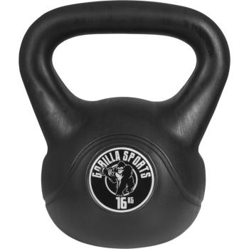 Gorilla Sports kettlebell činka, plast, černá, 16 kg