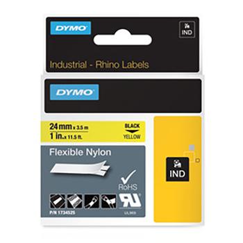 Dymo originální páska do tiskárny štítků, Dymo, 1734525, S0718290, černý tisk/žlutý podklad, 3.5m, 24mm, RHINO nylonová flexibilní