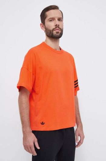 Bavlněné tričko adidas Originals oranžová barva, s aplikací