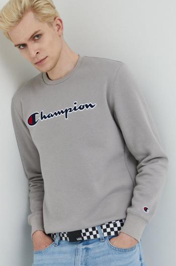 Mikina Champion pánská, šedá barva, s aplikací