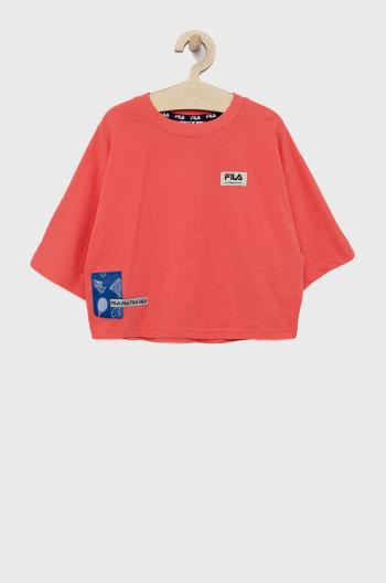 Dětské bavlněné tričko Fila oranžová barva