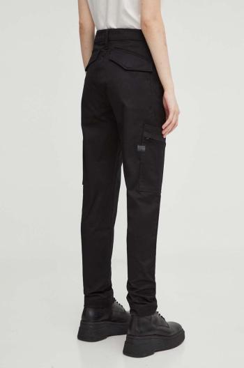 Kalhoty G-Star Raw dámské, černá barva, přiléhavé, high waist