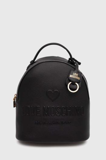 Kožený batoh Love Moschino dámský, černá barva, malý, hladký, JC4116PP1LL1000A