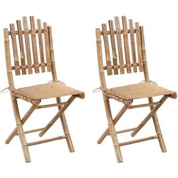 Skládací zahradní židle s poduškami 2 ks bambus, 3063990 (3063990)