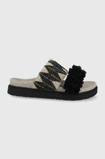Pantofle Inuikii Fringes dámské, černá barva, na platformě