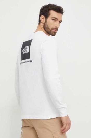 Bavlněné tričko s dlouhým rukávem The North Face M L/S Redbox Tee béžová barva, s potiskem, NF0A87NNFN41