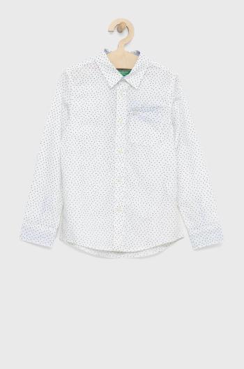 Dětská bavlněná košile United Colors of Benetton bílá barva