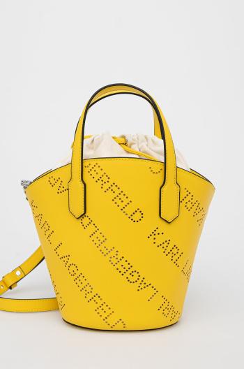 Kožená kabelka Karl Lagerfeld žlutá barva