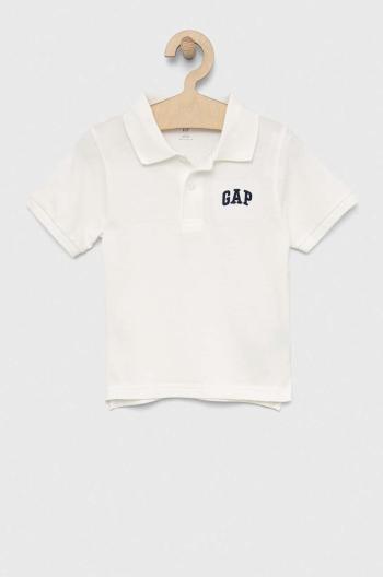 Dětská bavlněná polokošile GAP bílá barva, s aplikací