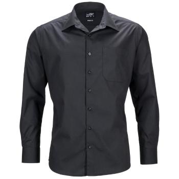 James & Nicholson Pánská košile s dlouhým rukávem JN642 - Černá | XXL