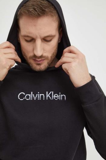 Bavlněná mikina Calvin Klein pánská, černá barva, s kapucí, s potiskem, K10K112445