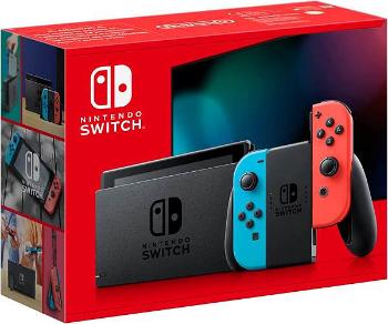 Nintendo Switch console with neon blue&amp;red Joy-Con