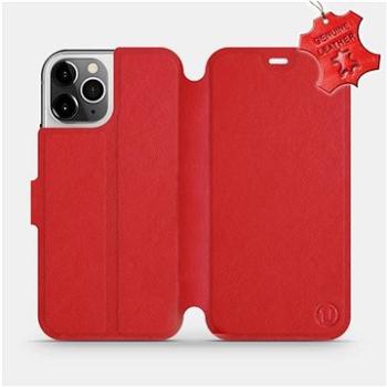 Flipové pouzdro na mobil Apple iPhone 12 Pro - Červené - kožené -   Red Leather (5903516376346)
