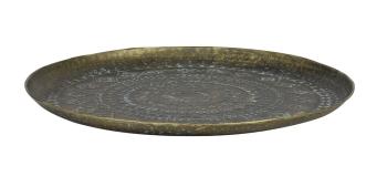 Bronzovo-zelený antik kovový podnos se vzorem Mele - Ø48*1,5 cm 6606248