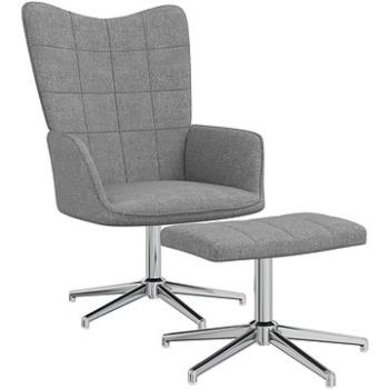 Relaxační křeslo se stoličkou světle šedé textil, 327996 (327996)