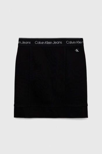 Dětská sukně Calvin Klein Jeans černá barva, mini, pouzdrová