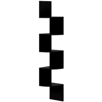 Shumee nástěnná rohová černá lesklá 19×19×123 cm dřevotříska, 326838 (326838)