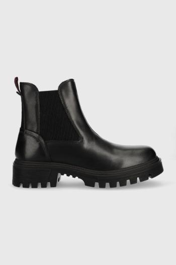 Kožené kotníkové boty Wrangler Seattle Chelsea dámské, černá barva, na plochém podpatku