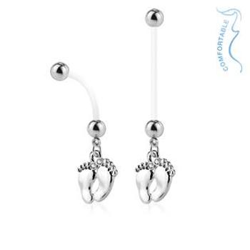 Šperky4U Těhotenský piercing do pupíku - stopy - WP01084-ST