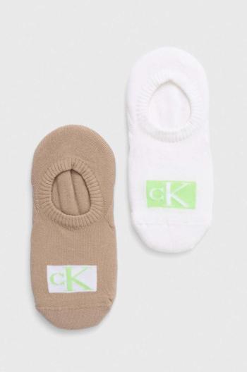Ponožky Calvin Klein 2-pack dámské, béžová barva
