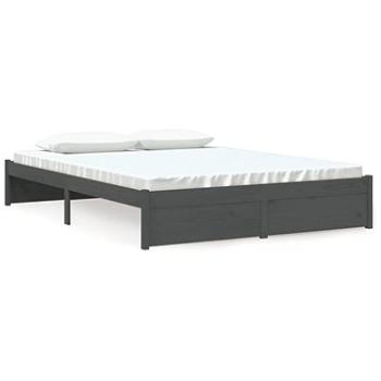 Rám postele šedý masivní dřevo 150 × 200 cm King Size, 814956 (814956)