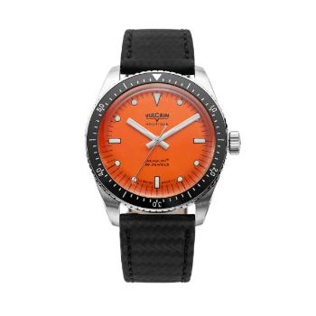 Vulcain Skindiver Nautique Orange - Black Carbon Leather Strap