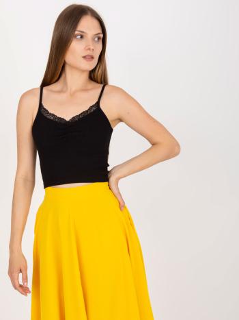 ČERNÝ CROP TOP S KRAJKOU RV-TP-7988.09-BLACK Velikost: L