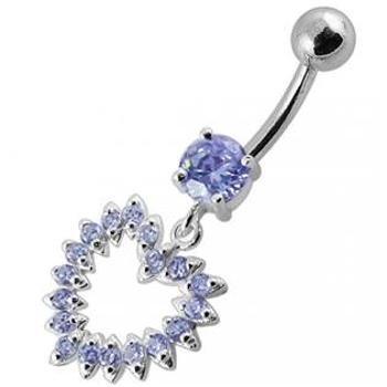 Šperky4U Stříbrný piercing do pupíku - srdce - BP01004-TZ