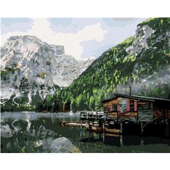 Diamondi - Diamantové malování - JEZERO S CHATOU A LODĚMI ITÁLIE II, 40x50 cm, bez rámu a bez vypnut (606931A)