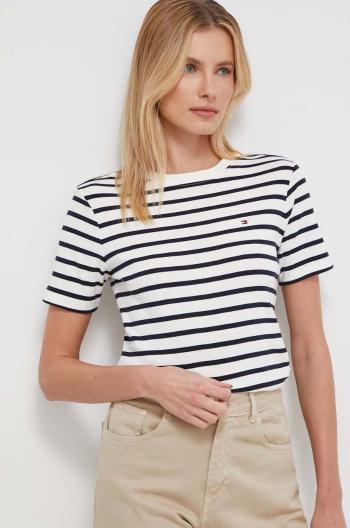 Bavlněné tričko Tommy Hilfiger béžová barva, WW0WW40587