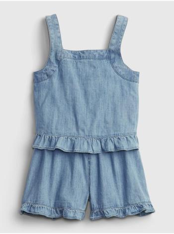 Modrý holčičí dětský overal denim ruffle romper