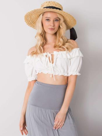 BÍLÝ DÁMSKÝ CROP TOP S VOLÁNY -TW-TP-BI-26718.46-WHITE Velikost: L