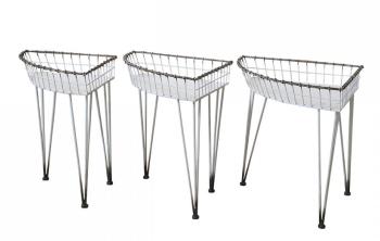 3ks krémový kovový vintage stolek Vivie s patinou - 65*47*51cm 40242-19
