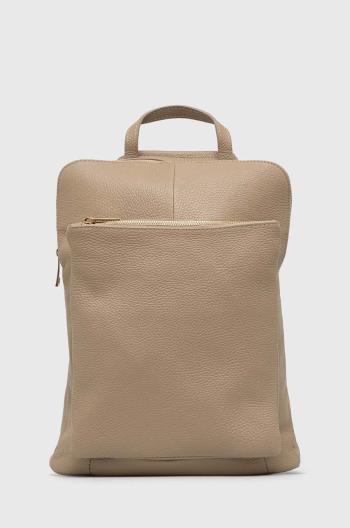 Kožený batoh Answear Lab dámský, béžová barva, velký, hladký