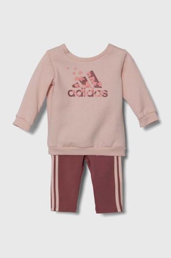 Kojenecká tepláková souprava adidas IG FLWR LEG SET růžová barva, IV7387