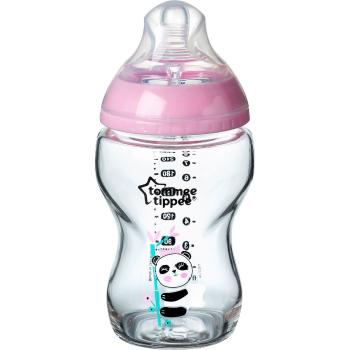 Tommee Tippee Kojenecká láhev C2N 250 ml skleněná potisk Pink