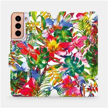 Flipové pouzdro na mobil Samsung Galaxy S21 5G - MG07S Pestrobarevné květy a listy (5903516616848)