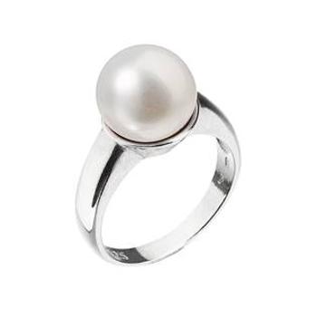 EVOLUTION GROUP CZ Stříbrný prsten s bílou říční perlou - velikost 58 - 25001.1