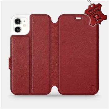 Flip pouzdro na mobil Apple iPhone 11 - Tmavě červené - kožené -   Dark Red Leather (5903226976362)