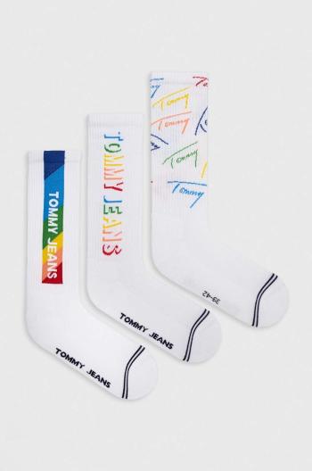 Ponožky Tommy Jeans 3-pack bílá barva