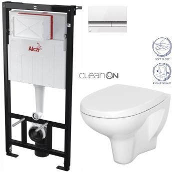 ALCAPLAST Sádromodul předstěnový instalační systém s bílým/ chrom tlačítkem M1720-1 + WC CERSANIT ARTECO CLEANON + SEDÁTKO AM101/1120 M1720-1 AT1