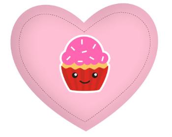 Polštář Srdce Kawaii cupcake